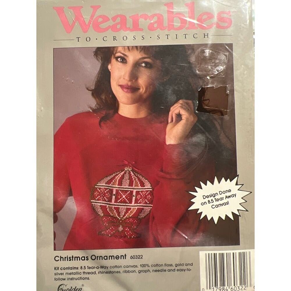 NWB Golden Bee Wearables To Cross-Stitch "Christmas Ornament" Tear-Away Design